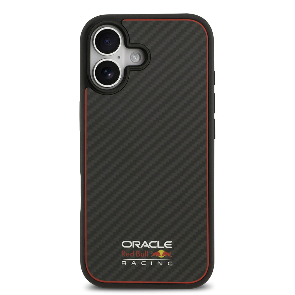 Apple iPhone 17 Kılıf Redbull Orjinal Lisanslı M-safe Şarj Özellikli Karbon Fiber Parlayan Logolu Kevlar Kapak  Siyah