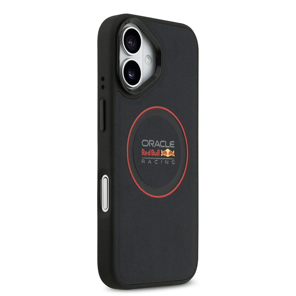 Apple iPhone 17 Kılıf Redbull Orjinal Lisanslı M-safe Şarj Özellikli Kırmızı Halka ve Logo Kabartmalı PU Deri Kapak Lacivert