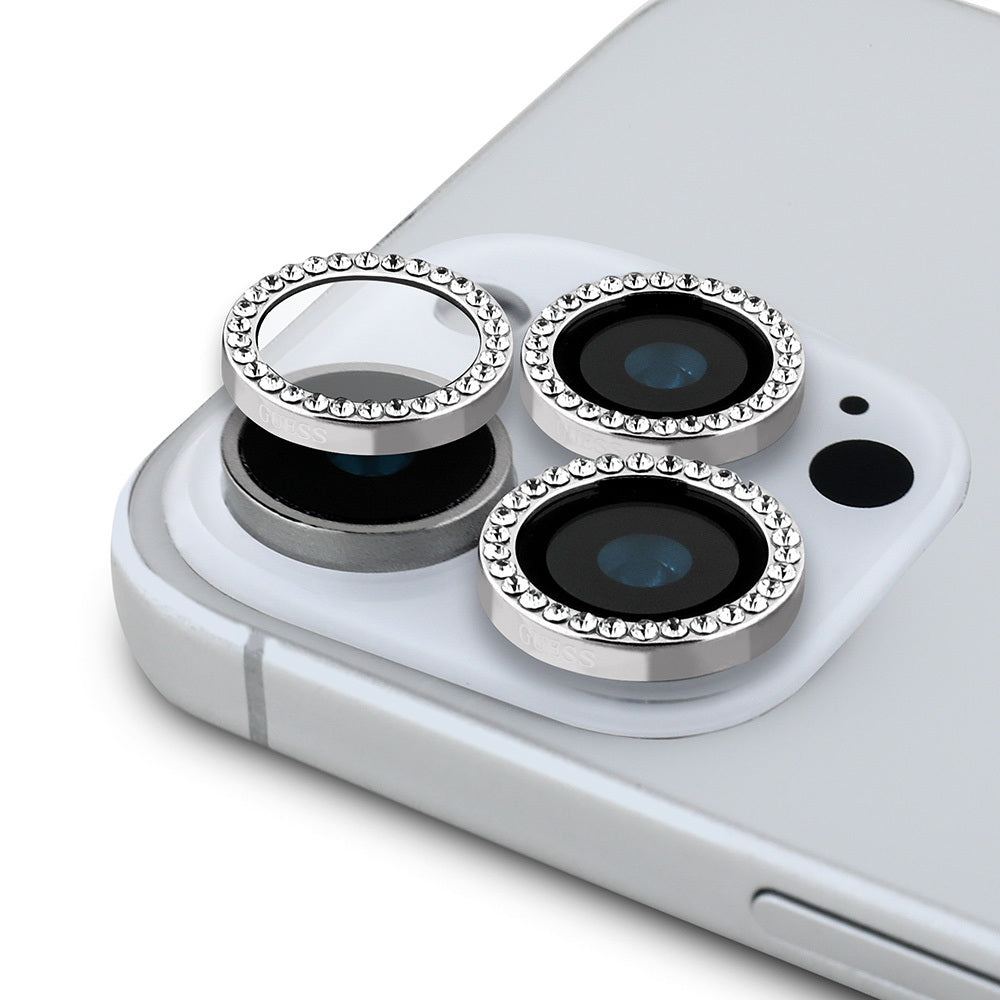 Apple iPhone 17 Pro Guess Orjinal Lisanslı Rhinestone Taşlı Lens Koruyucu