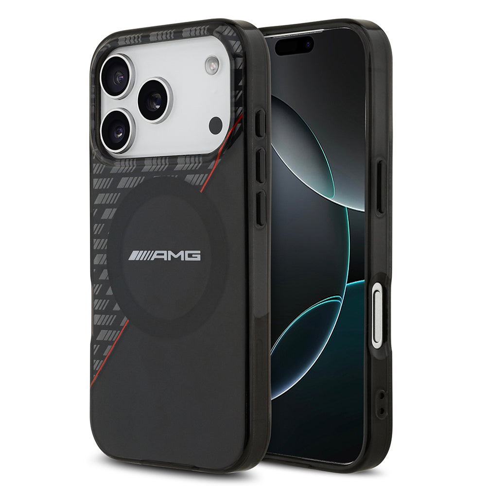 Apple iPhone 17 Pro Kılıf AMG Orjinal Lisanslı M-safe Şarj Özellikli Çift Katmanlı Kırmızı Çapraz Çizgili Kapak