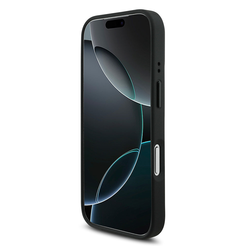 Apple iPhone 17 Pro Kılıf BMW Orjinal Lisanslı M-safe Şarj Özellikli M Logolu Üç Şeritli Delikli Deri Kapak Siyah