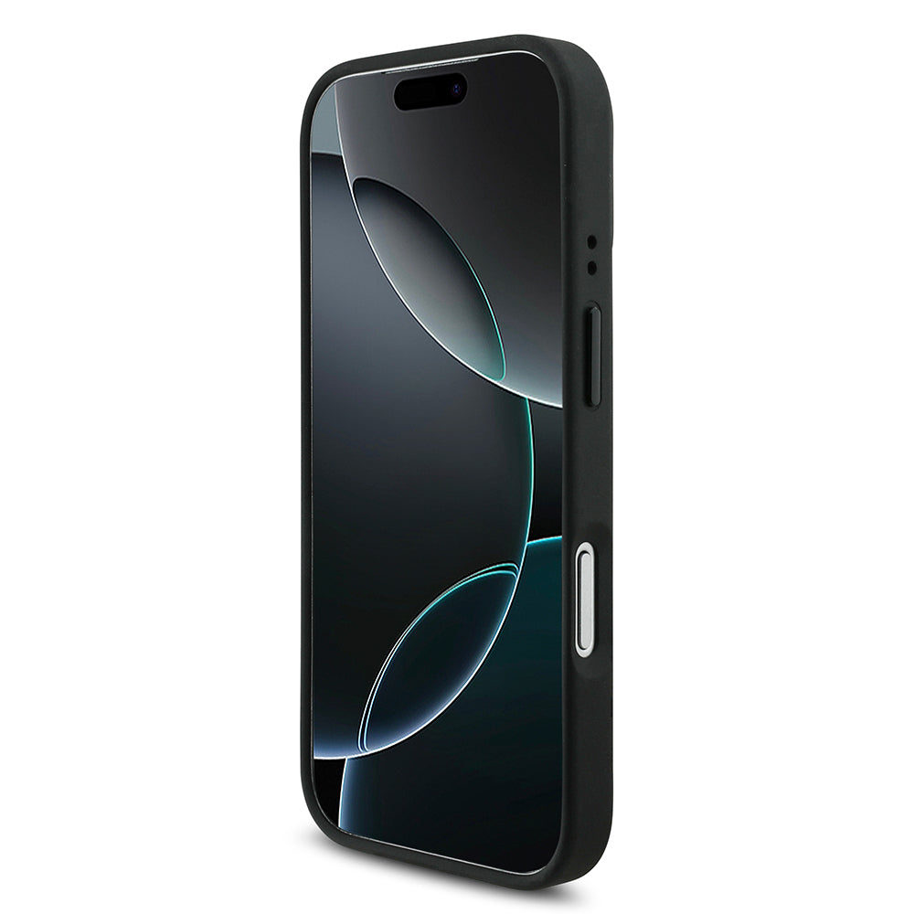 Apple iPhone 17 Pro Kılıf BMW Orjinal Lisanslı M-safe Şarj Özellikli Metal BMW ve M Logolu PU Karbon Tasarımlı Kapak Siyah