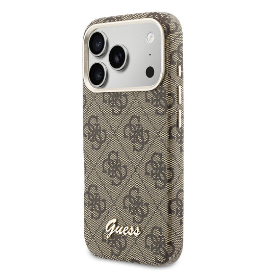 Apple iPhone 17 Pro Kılıf Guess Orjinal Lisanslı M-safe Şarj Özellikli Script Yazı Logolu 4G Desenli Kapak