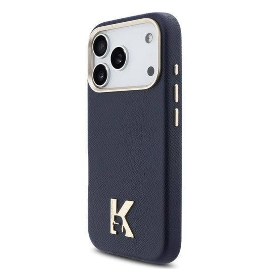 Apple iPhone 17 Pro Kılıf Karl Lagerfeld Orjinal Lisanslı M-safe Şarj Özellikli Gold Kamera Çerçeveli KHEAD Metal Logolu PU Deri Kapak