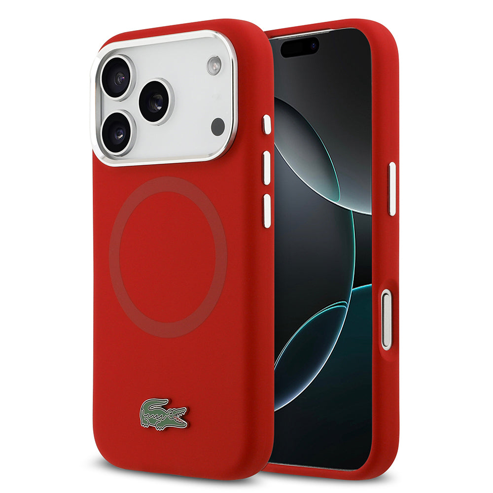 Apple iPhone 17 Pro Kılıf Lacoste Orjinal Lisanslı M-safe Şarj Özellikli İkonik Logolu Metal Kamera Çerçeveli Silikon Kapak