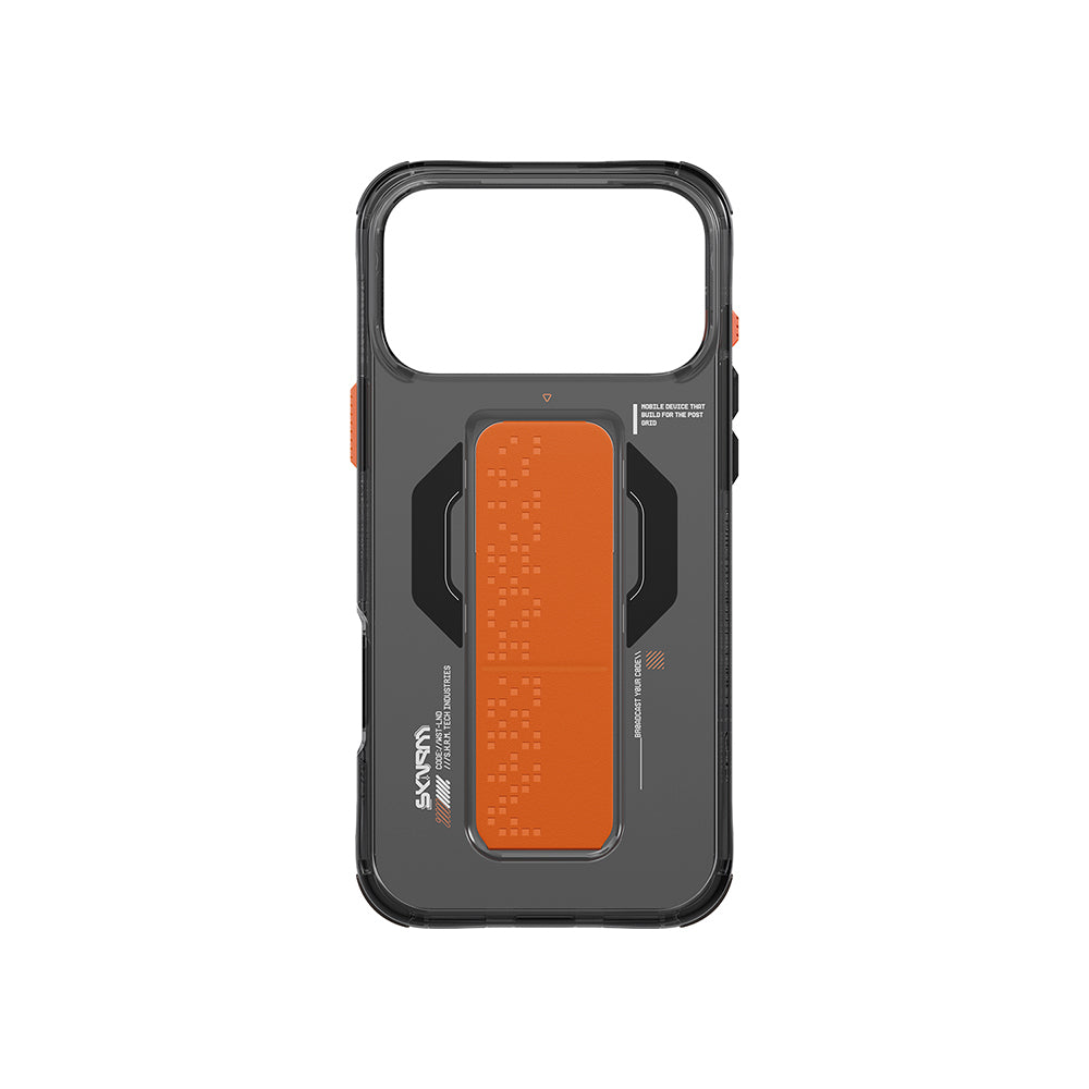 Apple iPhone 17 Pro Kılıf M-Safe Şarj Özellikli Airbag Tasarımlı Standlı Skinarma Haxa Kapak Füme