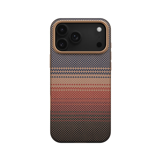 Apple iPhone 17 Pro Kılıf M-safe Şarj Özellikli Aramid Fiber Pitaka Military-Grade Sunset-Moonrise Serisi Kapak