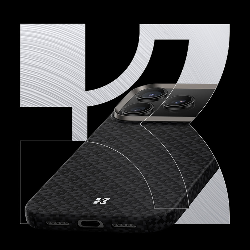 Apple iPhone 17 Pro Kılıf M-Safe Şarj Özellikli Benks ArmorAir ArmorGrid Serisi Kevlar Kapak Turuncu