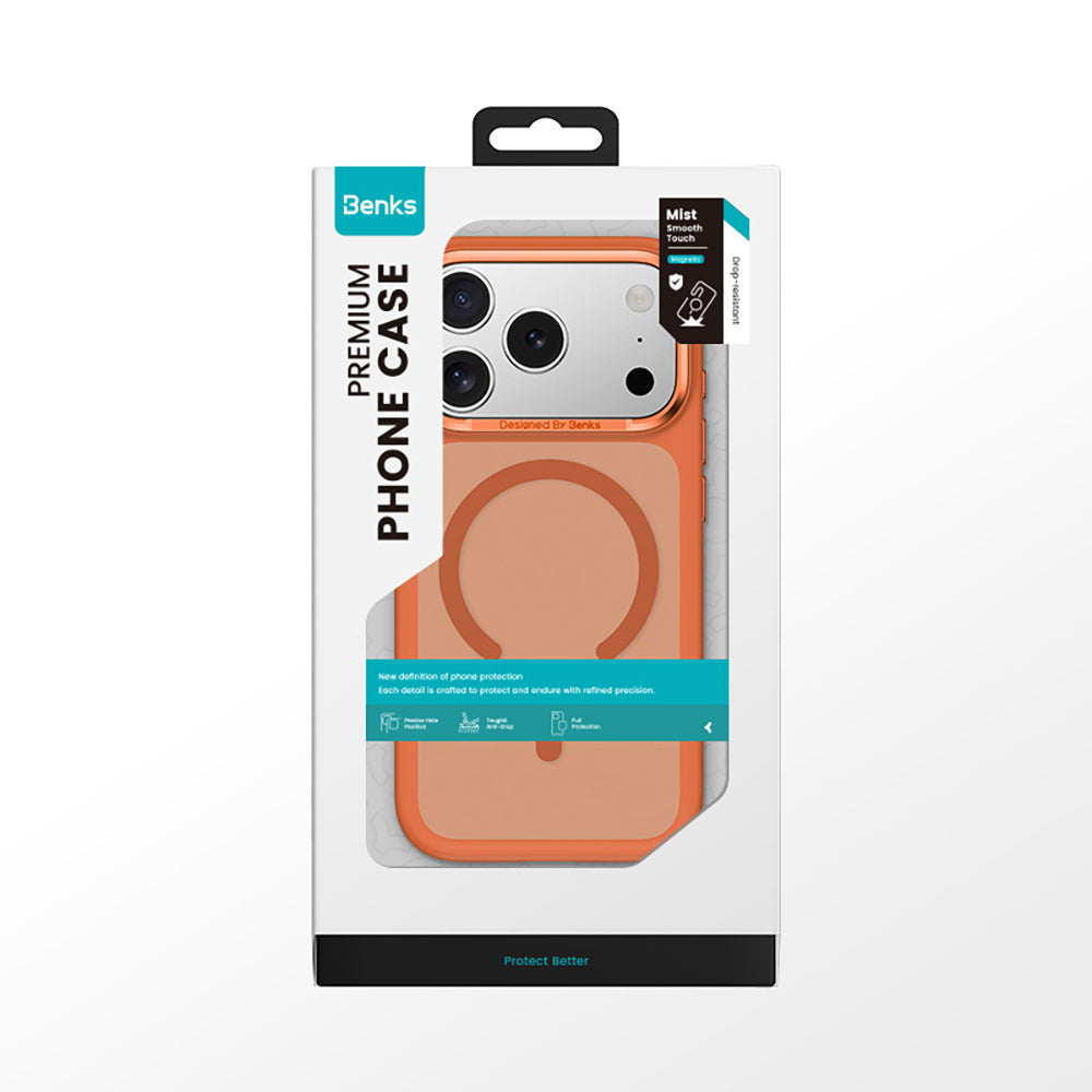 Apple iPhone 17 Pro Kılıf M-Safe Şarj Özellikli Benks Mist C-Magnet Kapak Gri