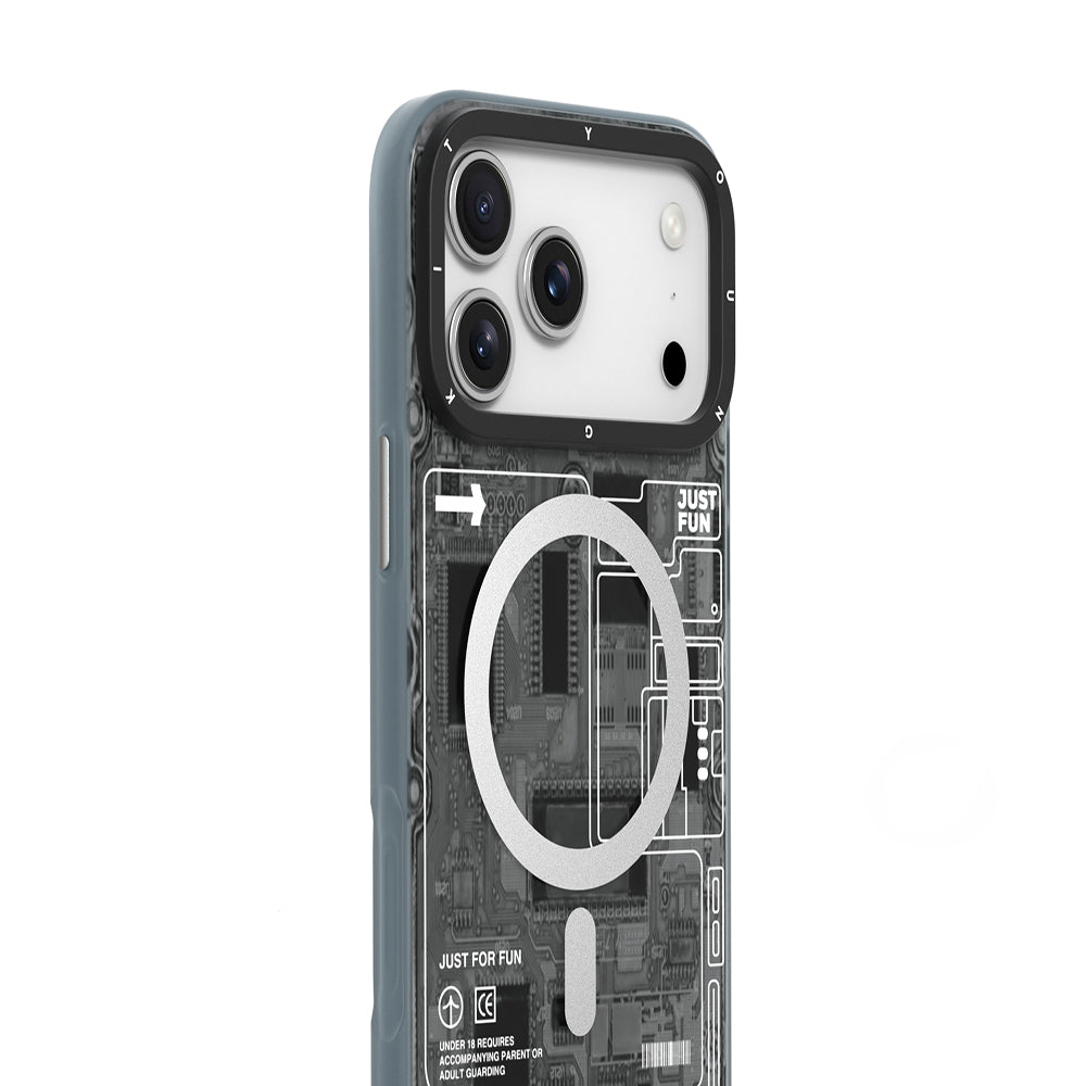 Apple iPhone 17 Pro Kılıf M-safe Şarj Özellikli Kamera Denetim Butonlu Youngkit Technology Serisi Kapak Mavi