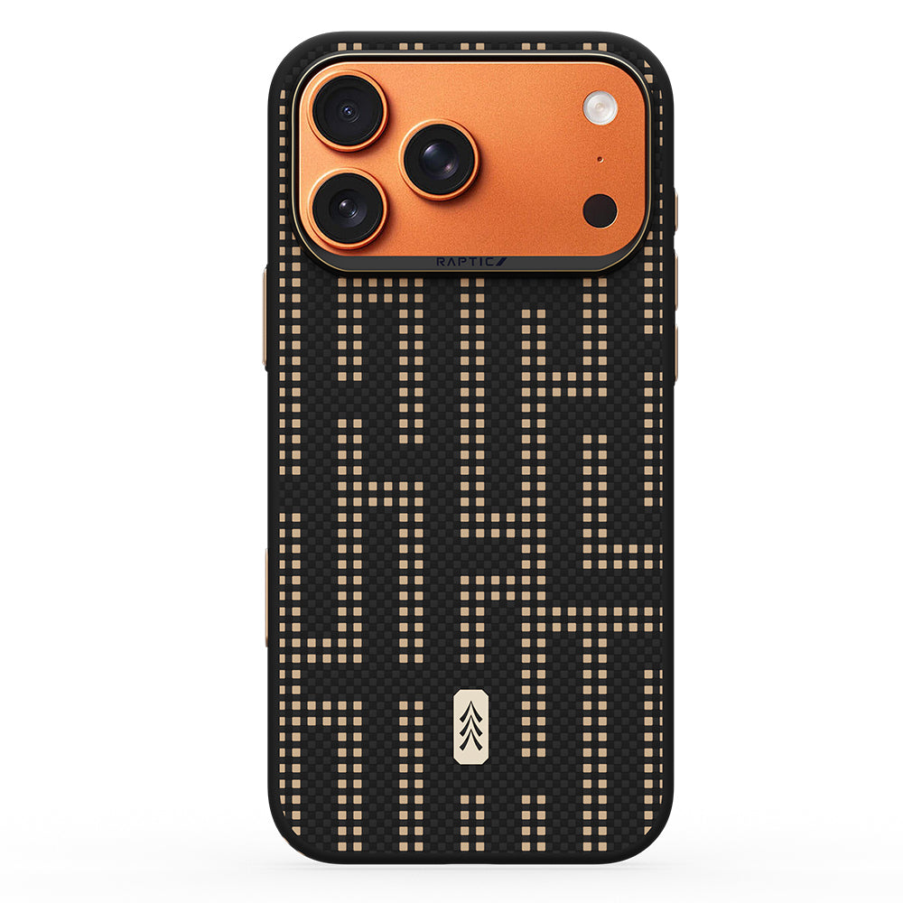 Apple iPhone 17 Pro Kılıf M-safe Şarj Özellikli Raptic Aramid Dual Grid Serisi Karbon Kapak