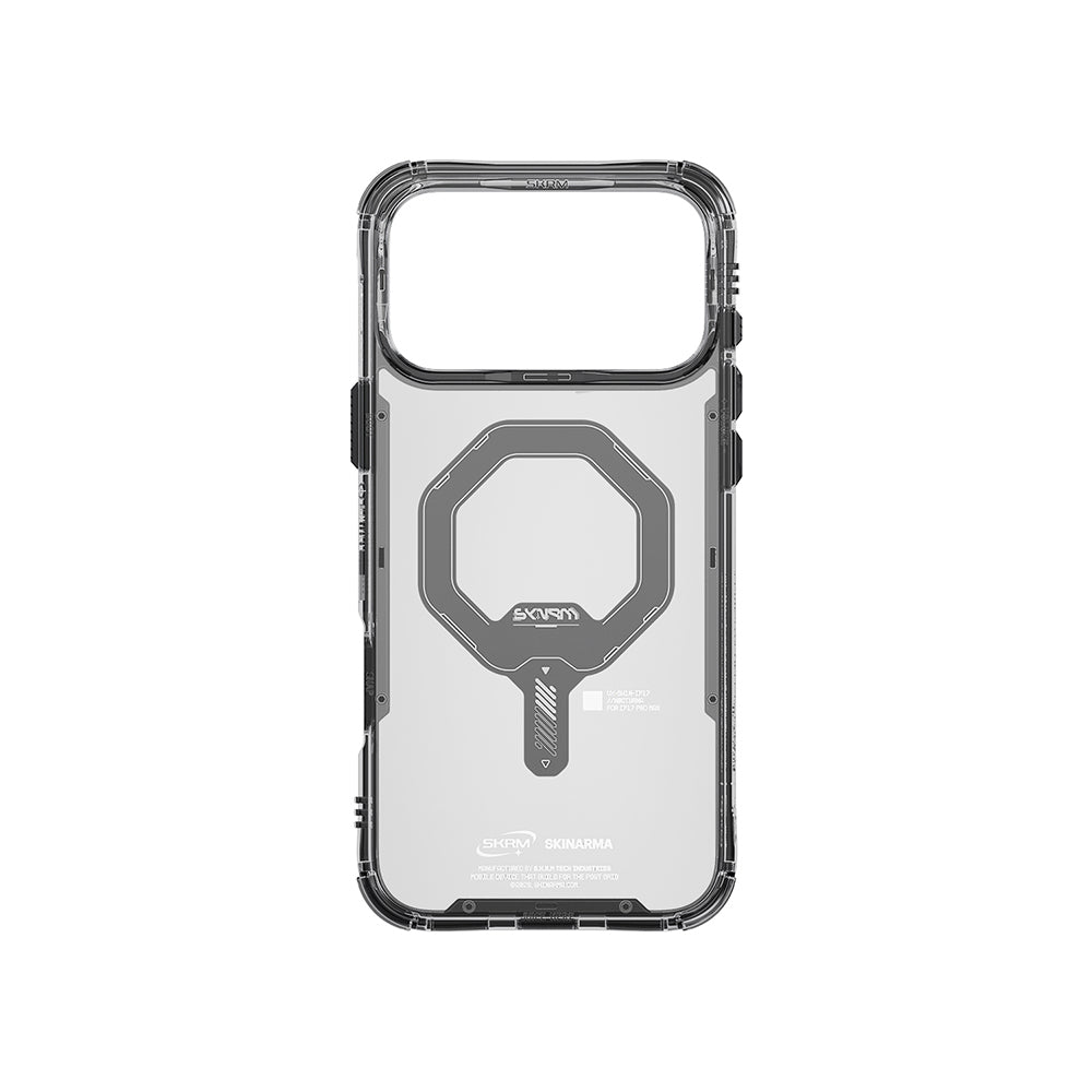 Apple iPhone 17 Pro Kılıf M-safe Şarj Özellikli Şeffaf Airbag Tasarımlı Skinarma Saido Mag-Charge Kapak Füme