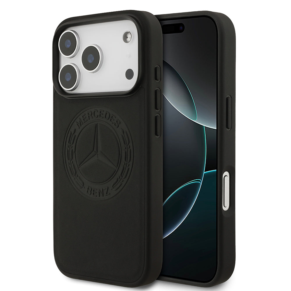 Apple iPhone 17 Pro Kılıf Mercedes Benz Orjinal Lisanslı M-safe Şarj Özellikli Hakiki Deri Nostaljik Yıldız Dizayn Kapak