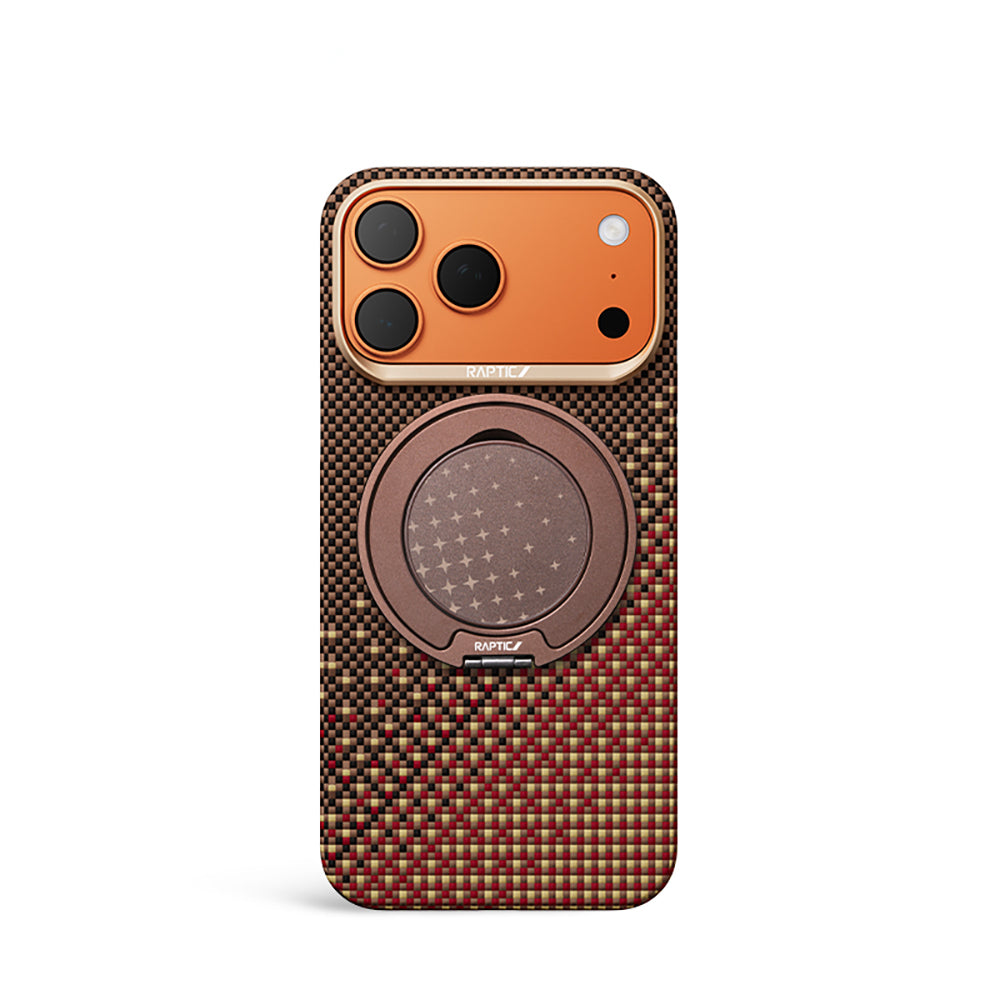 Apple iPhone 17 Pro Kılıf Raptic 2in1 Bundle Kit Aramid Skin Serenity Serisi Stand ve Karbon Kapak