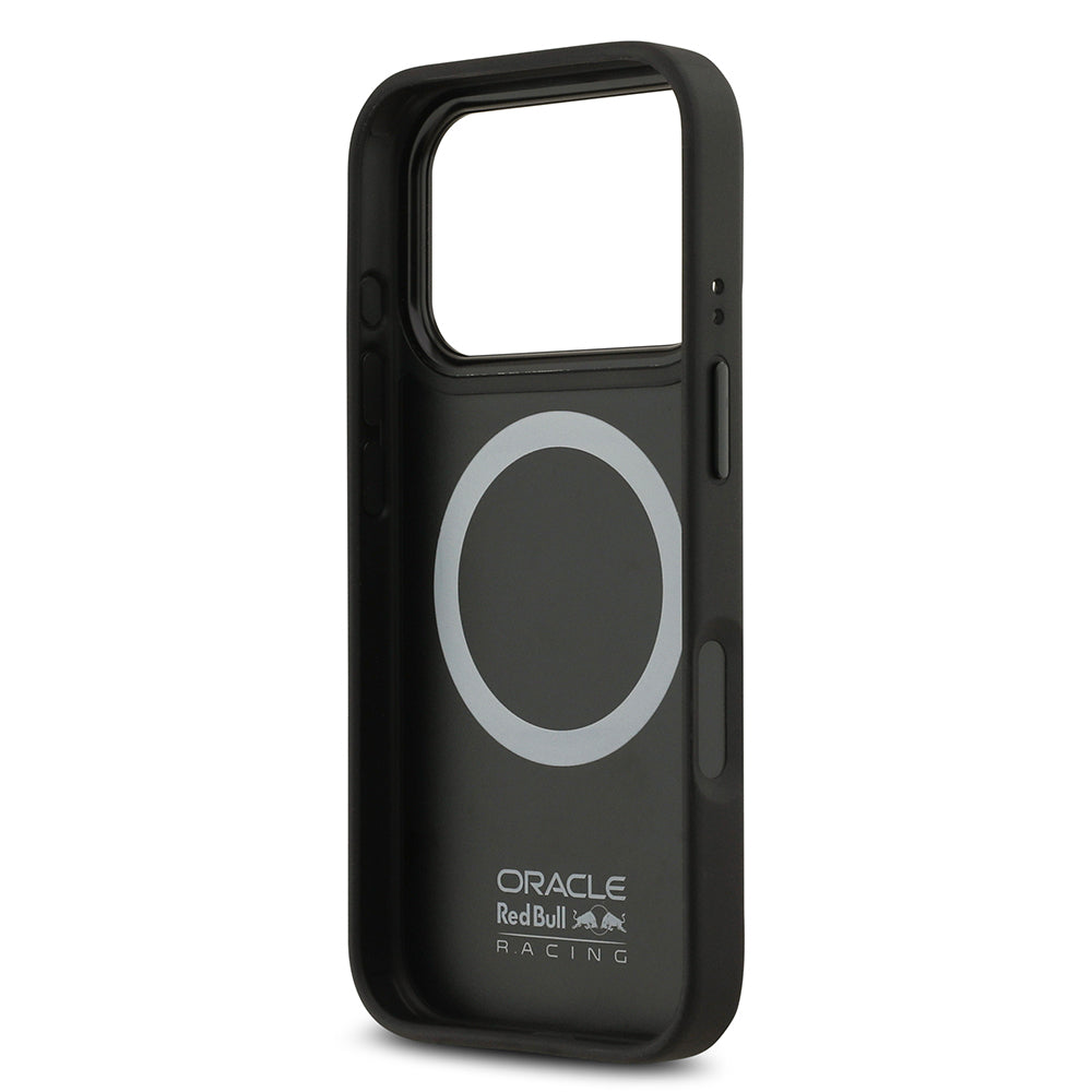 Apple iPhone 17 Pro Kılıf Redbull Orjinal Lisanslı M-safe Şarj Özellikli Kırmızı Halka ve Logo Kabartmalı PU Deri Kapak Siyah
