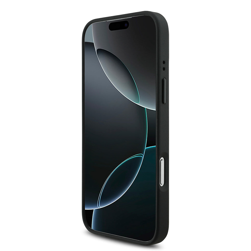 Apple iPhone 17 Pro Max Kılıf BMW Orjinal Lisanslı M-safe Şarj Özellikli Deri Arka Yüzey Metal Logolu Delikli Şerit Tasarımlı Kapak Mavi