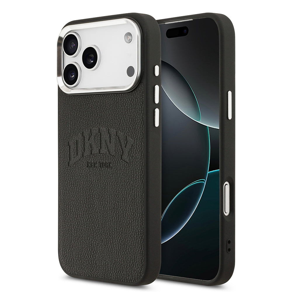 Apple iPhone 17 Pro Max Kılıf DKNY Orjinal Lisanslı M-safe Şarj Özellikli PU Deri Kabartmalı Kapak