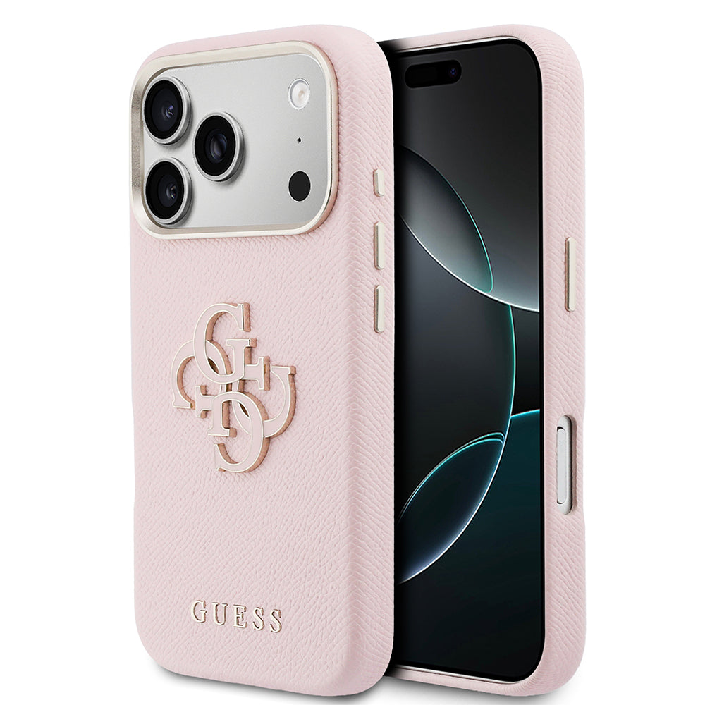 Apple iPhone 17 Pro Max Kılıf Guess Orjinal Lisanslı 4G Büyük Metal Kamera Çerçeveli PU Deri Resin Kapak