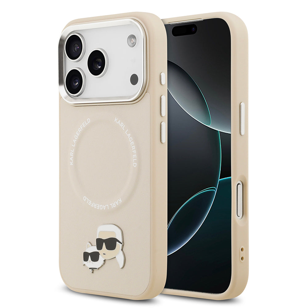 Apple iPhone 17 Pro Max Kılıf Karl Lagerfeld Orjinal Lisanslı M-safe Şarj Özellikli Metal Kamera ve Buton Tasarımlı K&C PU Deri Kapak