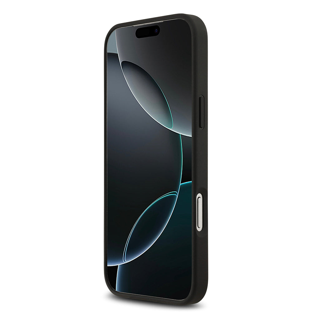 Apple iPhone 17 Pro Max Kılıf Lacoste Orjinal Lisanslı M-safe Şarj Özellikli PU Deri Tasarımlı Kartlıklı Karışık Monogram Desenli Kapak Siyah