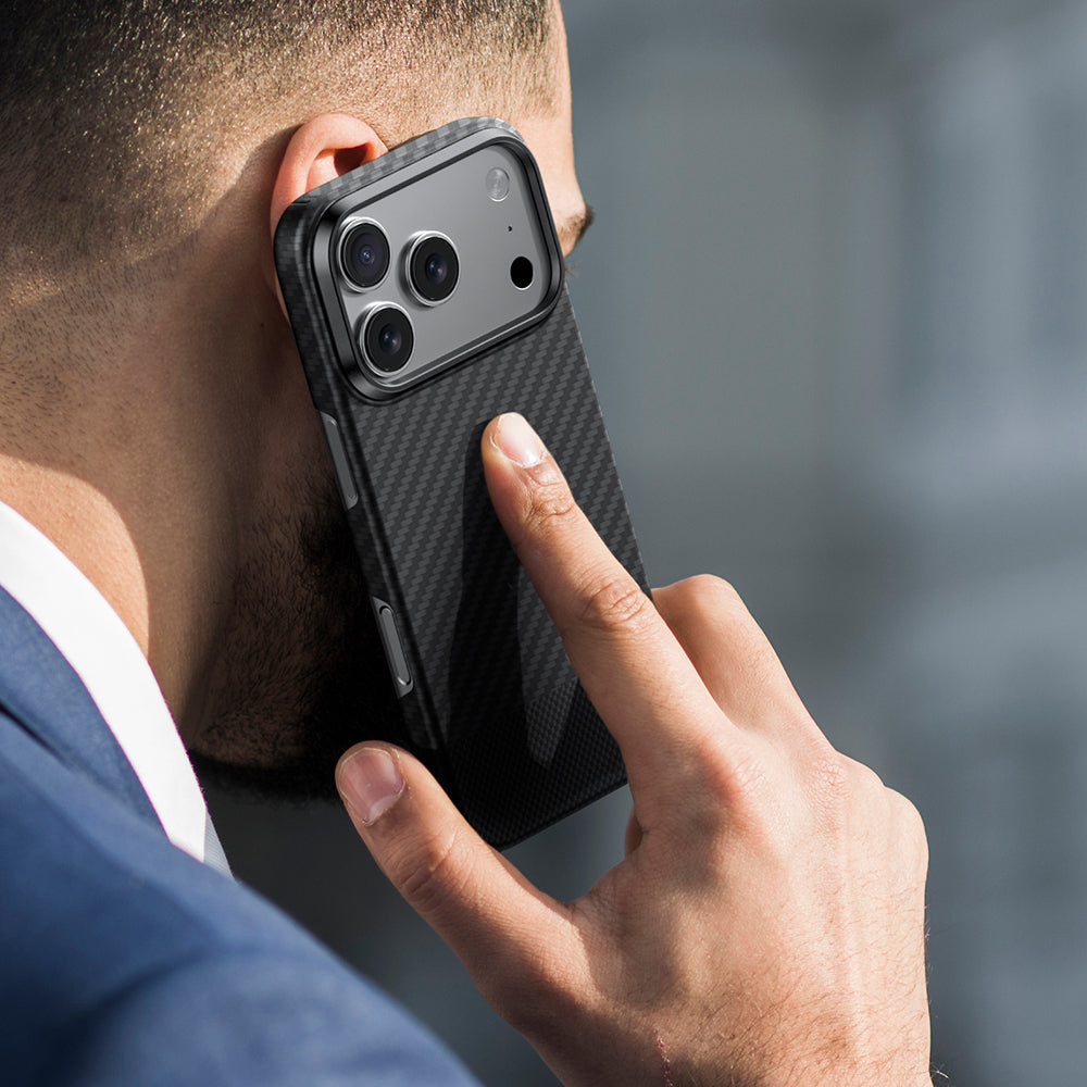 Apple iPhone 17 Pro Max Kılıf M-safe Şarj Özellikli 1500D Aramid Fiber Amazingthing Titan Max Serisi Kapak Siyah-Gri