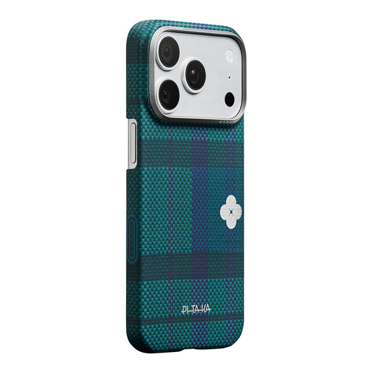 Apple iPhone 17 Pro Max Kılıf M-safe Şarj Özellikli Aramid Karbon Fiber Pitaka Flora in Grid Serisi Kapak