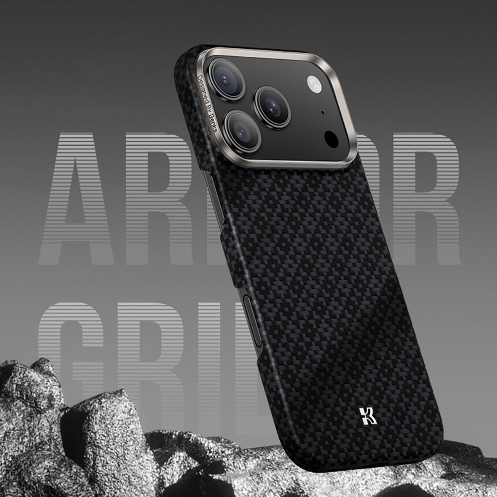 Apple iPhone 17 Pro Max Kılıf M-Safe Şarj Özellikli Benks ArmorAir ArmorGrid Serisi Kevlar Kapak Gold