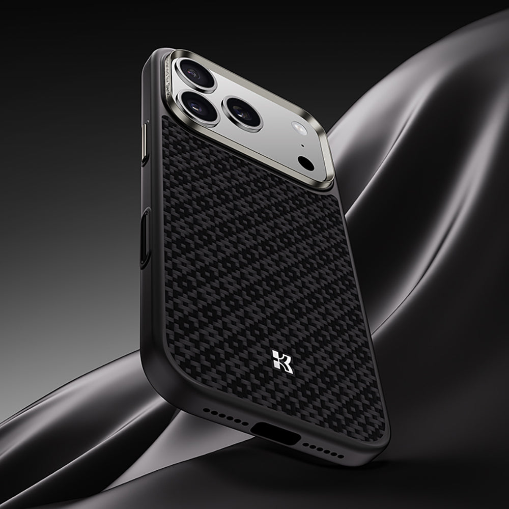 Apple iPhone 17 Pro Max Kılıf M-Safe Şarj Özellikli Benks ArmorPro ArmorGrid Serisi Kevlar Kapak Siyah