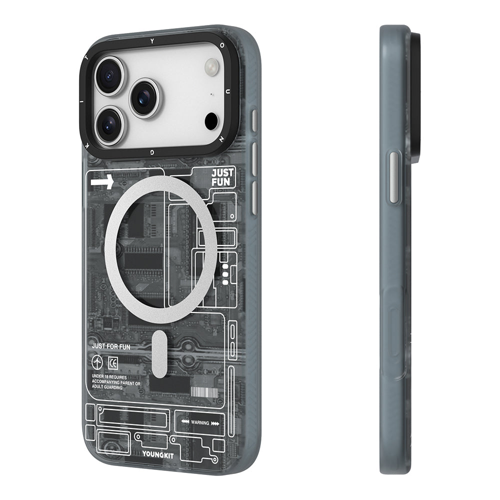 Apple iPhone 17 Pro Max Kılıf M-safe Şarj Özellikli Kamera Denetim Butonlu Youngkit Technology Serisi Kapak Turuncu