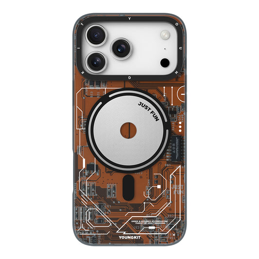 Apple iPhone 17 Pro Max Kılıf M-safe Şarj Özellikli Kamera Denetim Butonlu Youngkit Technology Serisi Kapak Turuncu