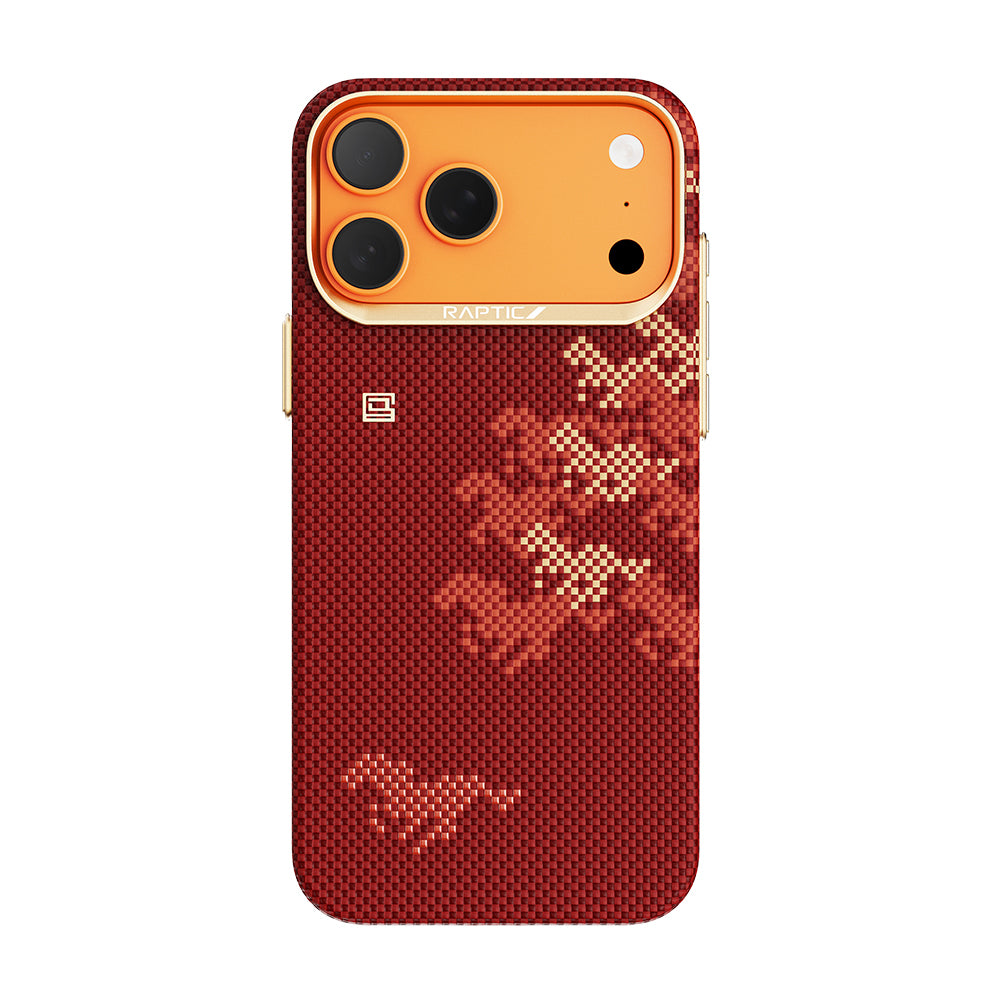 Apple iPhone 17 Pro Max Kılıf M-safe Şarj Özellikli Raptic Aramid Skin Chivalry Serisi Karbon Kapak
