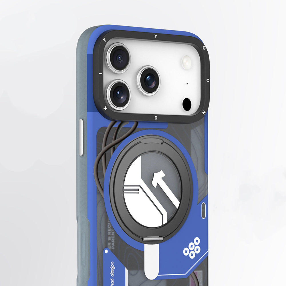 Apple iPhone 17 Pro Max Kılıf M-safe Şarj Özellikli Youngkit Starship Serisi Kapak Mavi