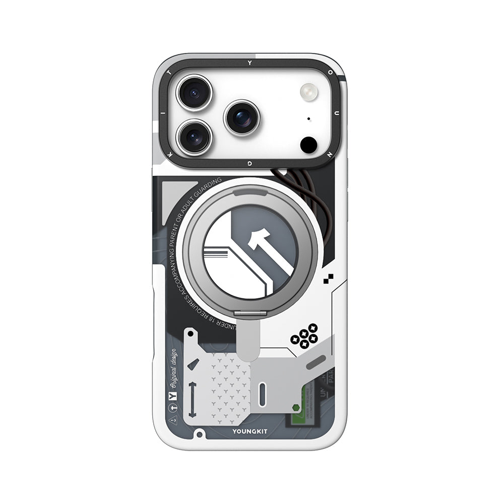 Apple iPhone 17 Pro Max Kılıf M-safe Şarj Özellikli Youngkit Starship Serisi Kapak Beyaz