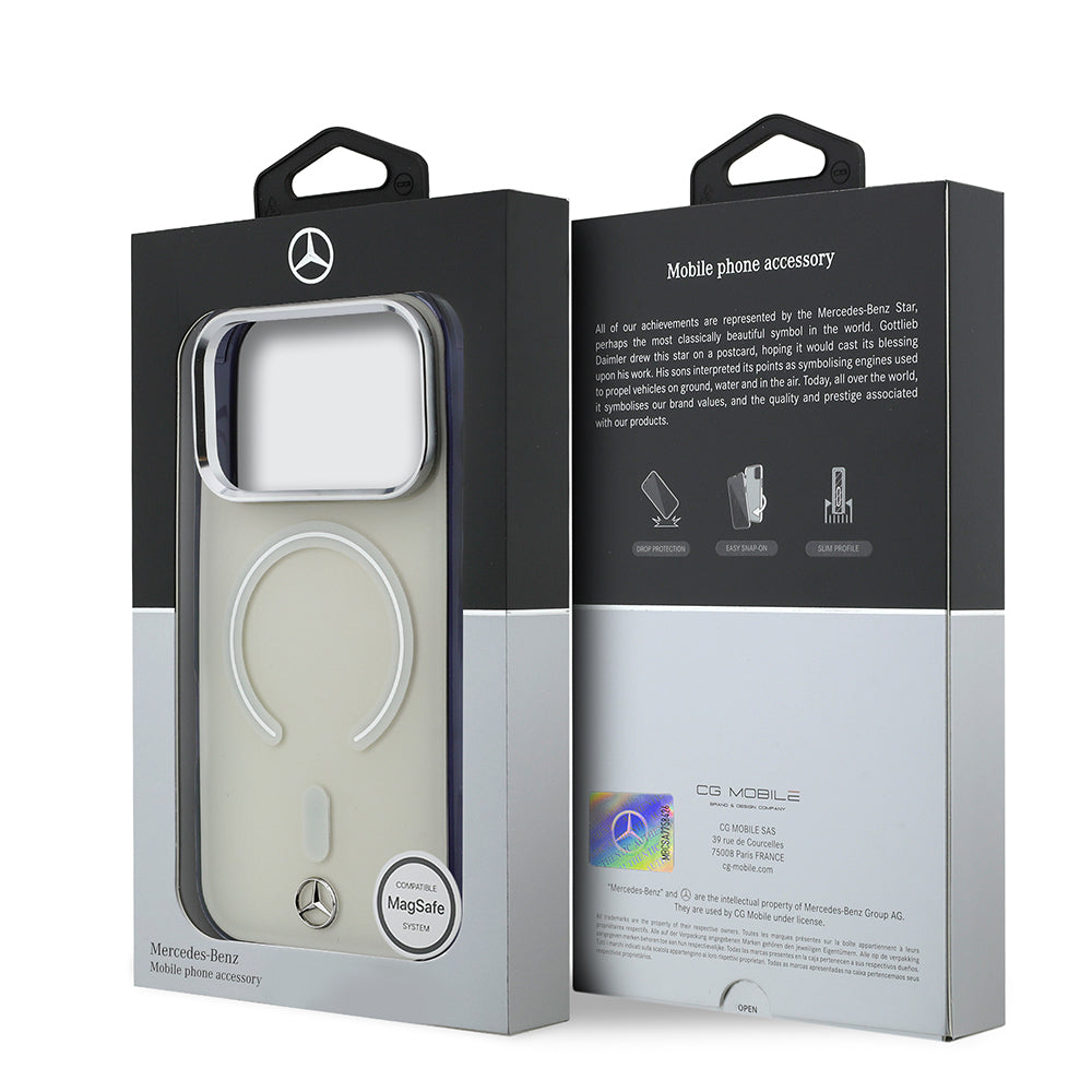 Apple iPhone 17 Pro Max Kılıf Mercedes Benz Orjinal Lisanslı M-safe Şarj Özellikli Saydam Yüzey İkonik 3D Metal Logolu Kapak