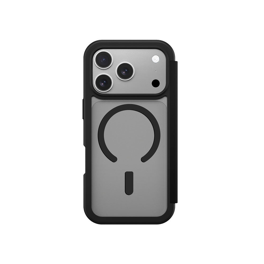 Apple iPhone 17 Pro Max PU Kartlıklı Kapaklı Amazingthing Glamour Foilo Serisi Kılıf Turuncu