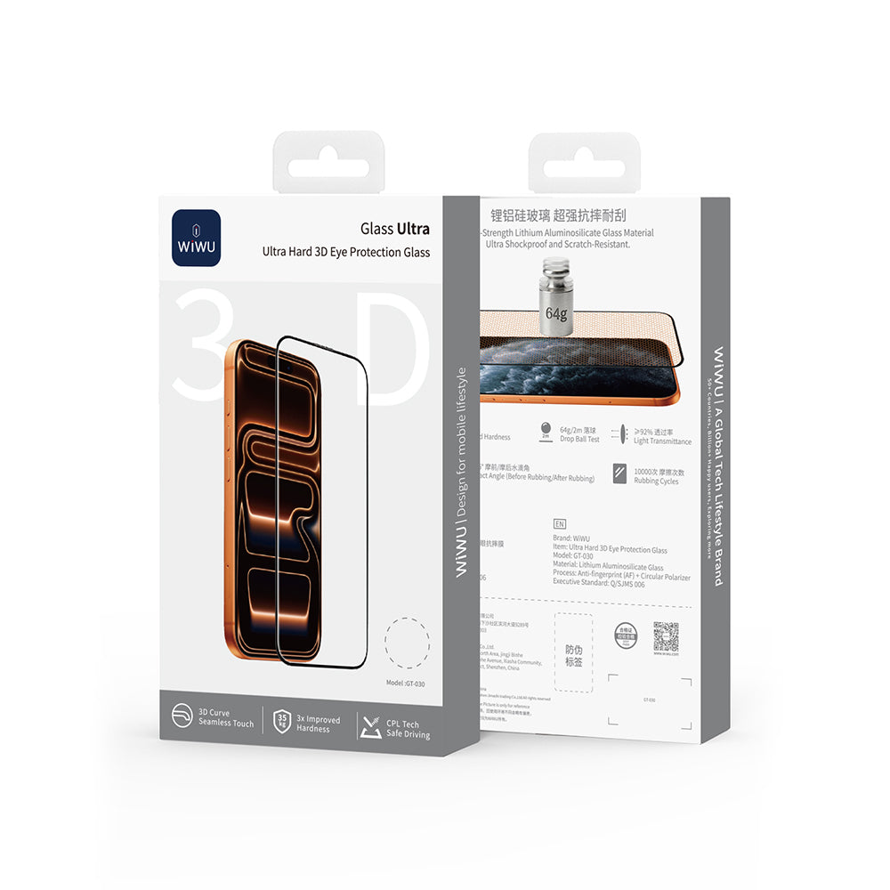 Apple iPhone 17 Wiwu GT-030 3D Çizilmeye Dayanıklı Temperli Cam Ekran Koruyucu