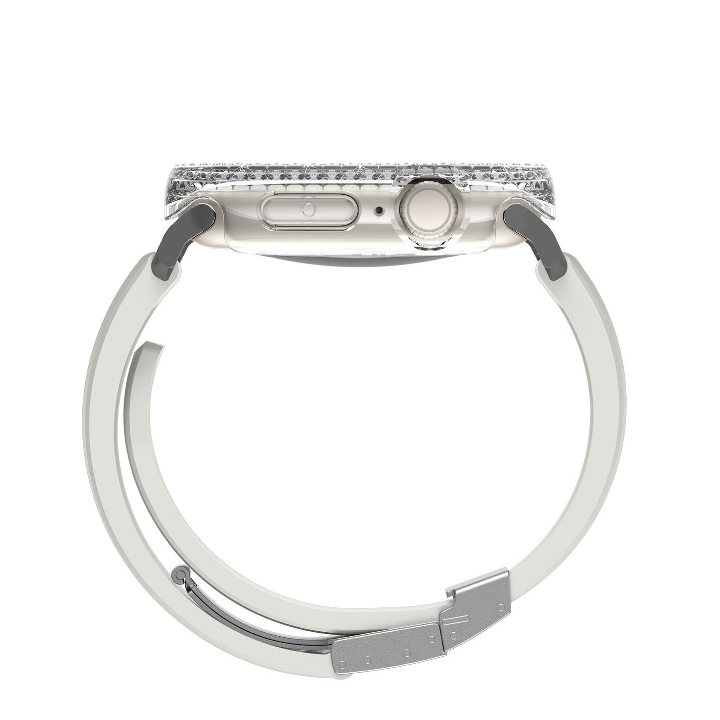 Apple Watch 10 46mm Amazingthing Gleam Fit FullGuard Taşlı Sert PC Kasa ve Ekran Koruyucu Şeffaf