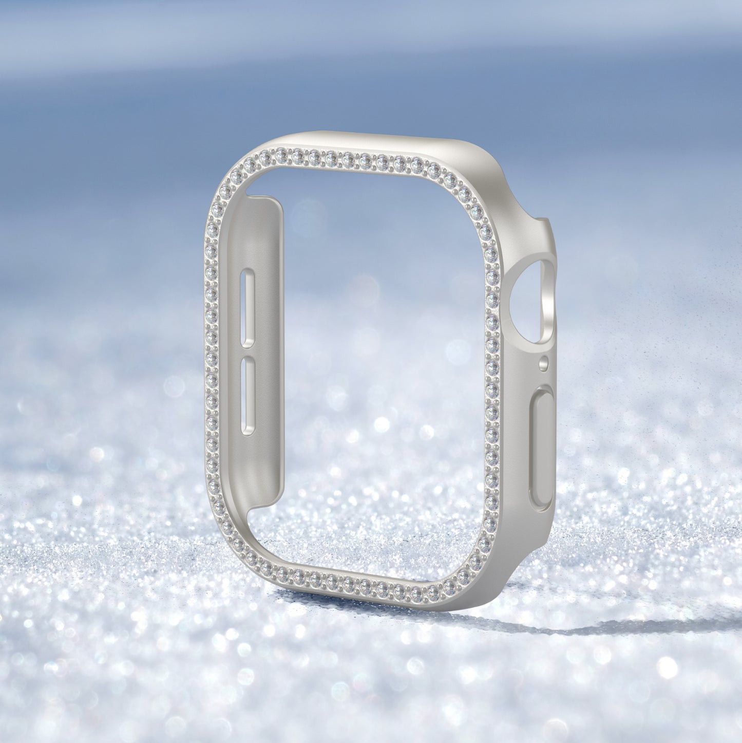 Apple Watch 10 46mm Amazingthing Gleam Fit FullGuard Taşlı Sert PC Kasa ve Ekran Koruyucu Starlight