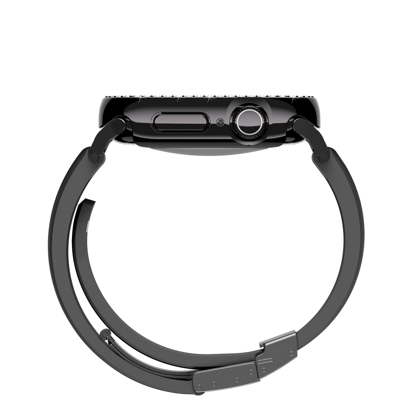 Apple Watch 10 46mm Amazingthing Gleam Fit FullGuard Taşlı Sert PC Kasa ve Ekran Koruyucu Starlight