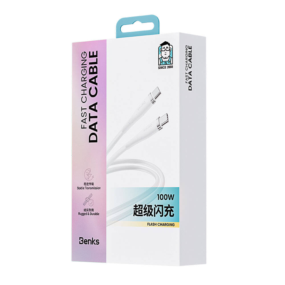 Benks D47 Type-C to Type-C PD 3.0 Örgülü Şarj ve Data Kablosu 100W 1 Metre Siyah