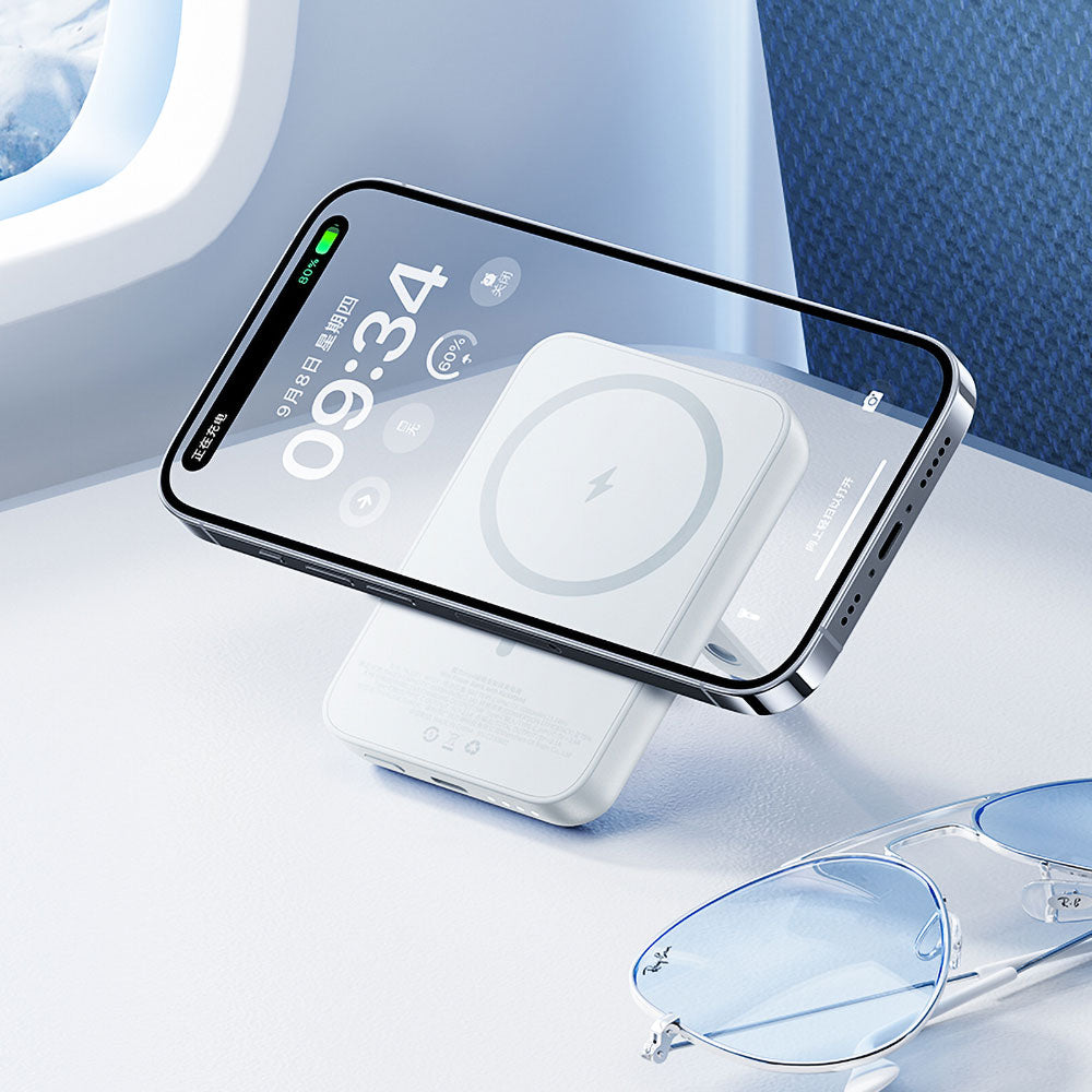 Benks MP09 Magsafe Magnetik Standlı İnce Tasarımlı Powerbank 6000mAh Beyaz