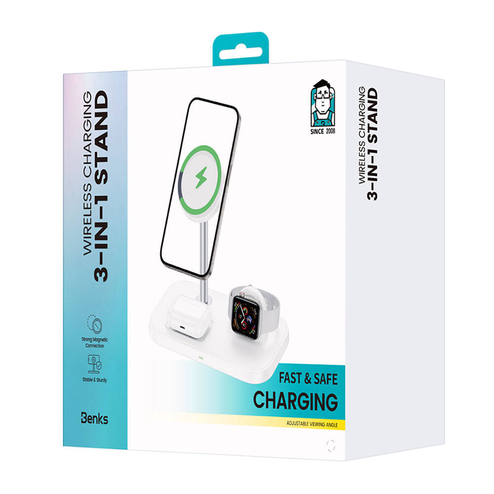 Benks W16 3in1 Telefon&Akıllı Saat&Kulaklık Kablosuz Şarj Standı Siyah