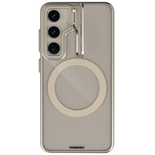 Galaxy S24 Kılıf Magsafe Şarj Özellikli Sararma Önleyici Youngkit Crystal Grid Kılıf Gold