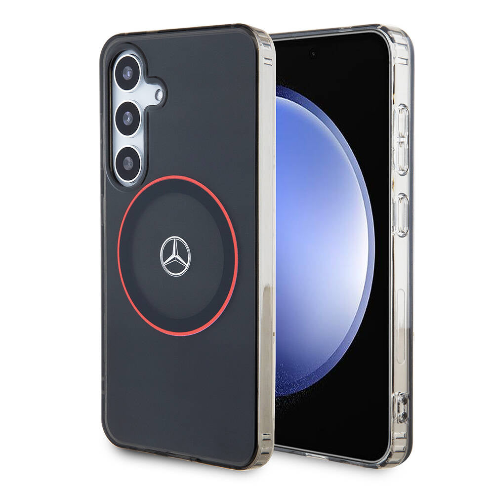Galaxy S24 Kılıf Mercedes Benz Orjinal Lisanslı M-safe Şarj Özellikli IML Yıldız Logolu Red Ring Kapak