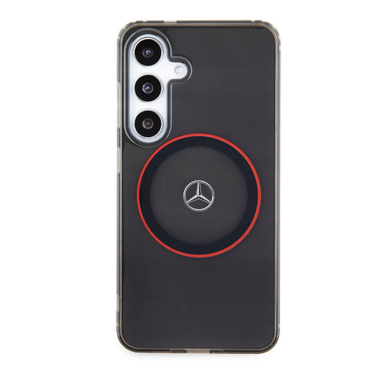 Galaxy S24 Kılıf Mercedes Benz Orjinal Lisanslı Magsafe Şarj Özellikli IML Yıldız Logolu Red Ring Kılıf Siyah