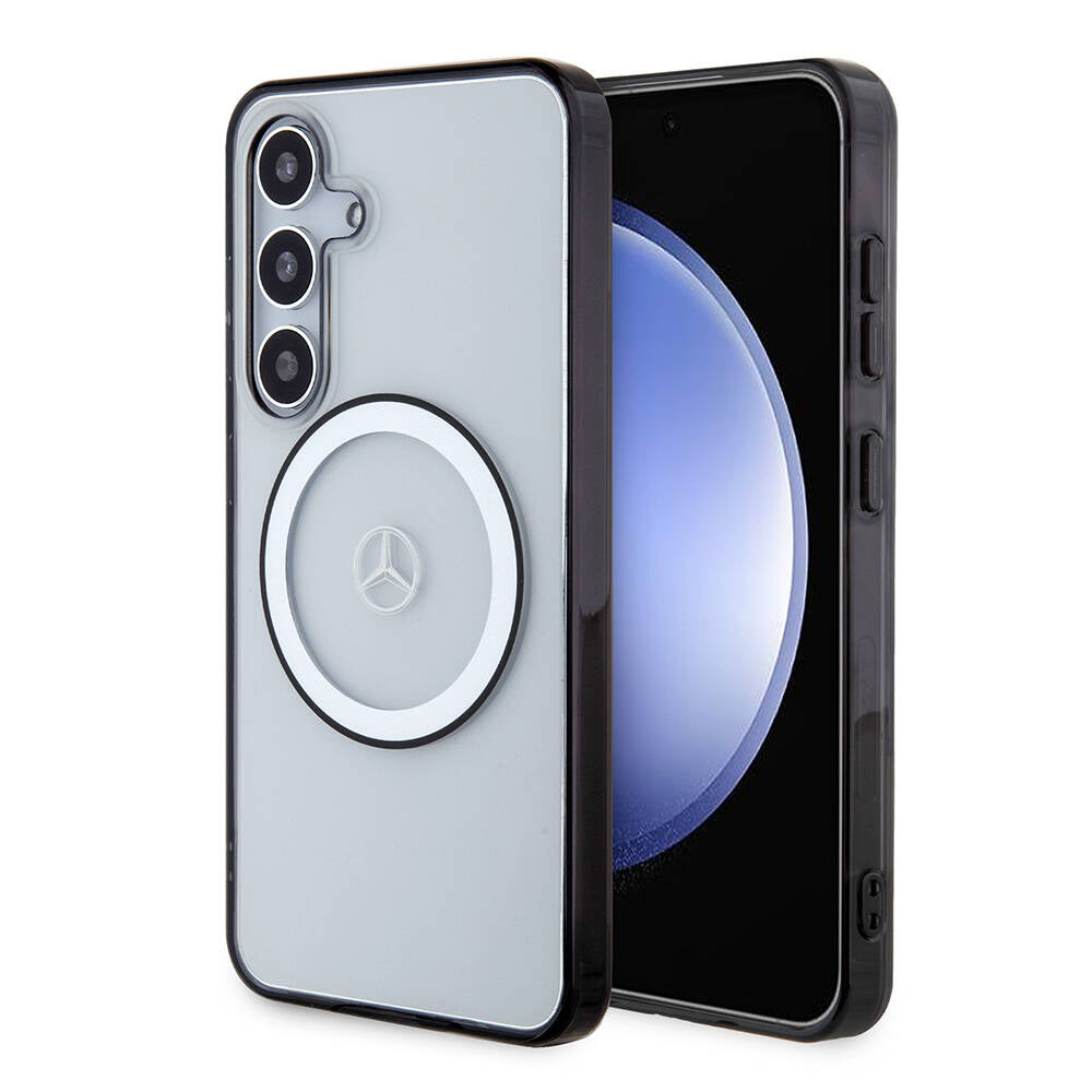 Galaxy S24 Kılıf Mercedes Benz Orjinal Lisanslı M-safe Şarj Özellikli PC TPU Transparan Black Ring Kapak