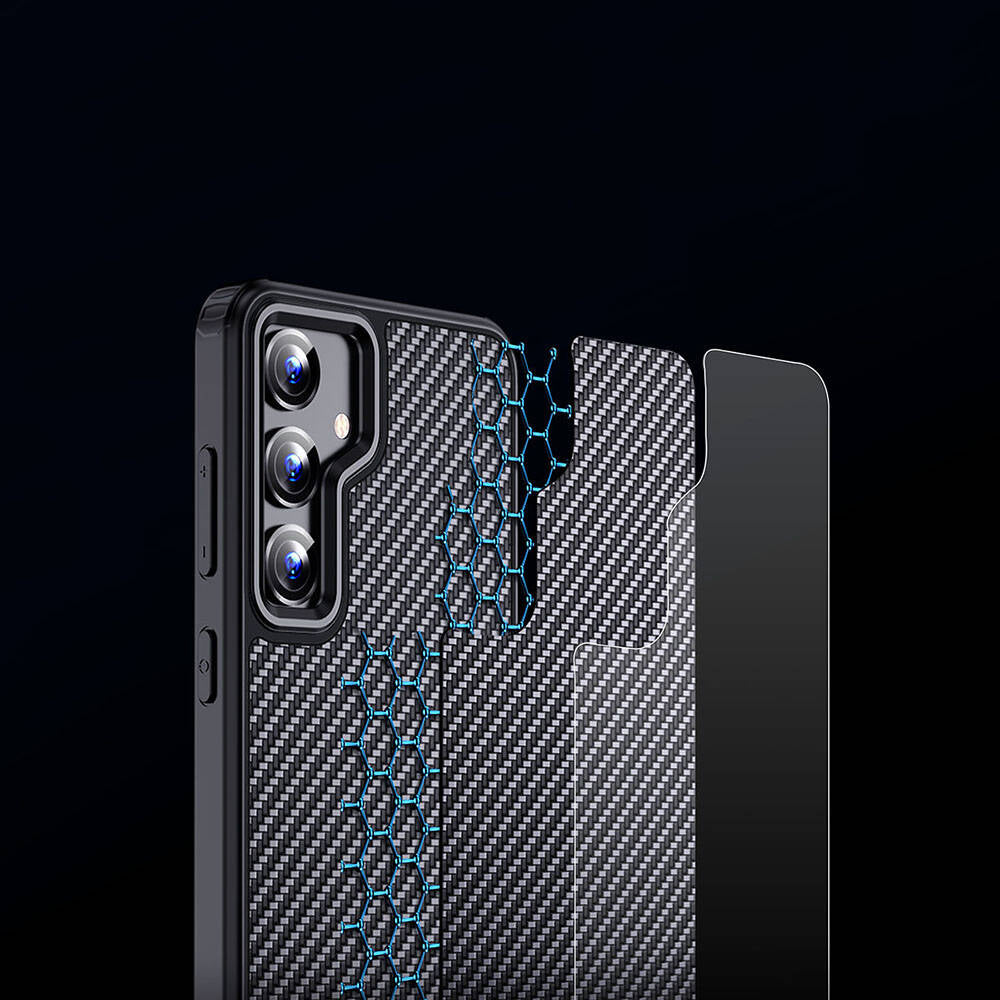 Galaxy S24 Plus Kılıf Aramid Karbon Fiber Magsafe Özellikli Wlons Radison Kılıf Siyah