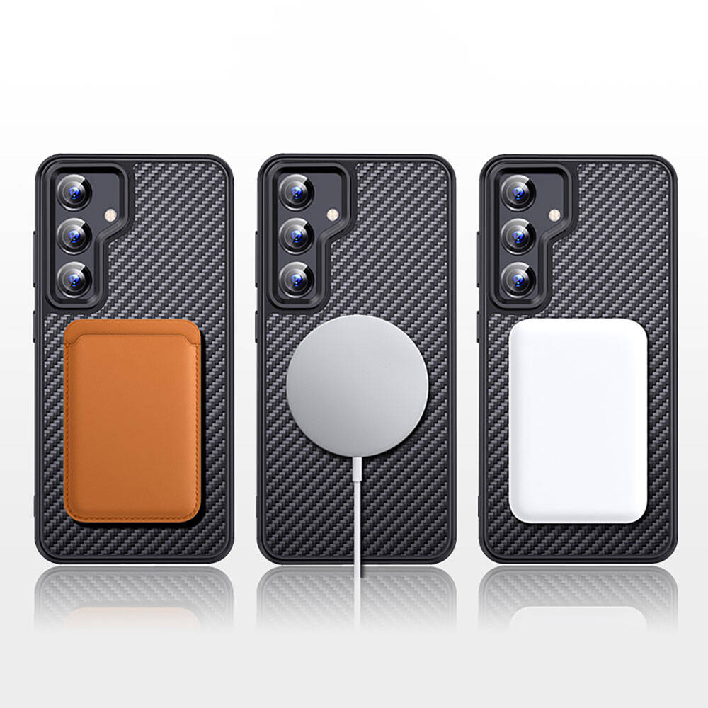 Galaxy S24 Plus Kılıf Aramid Karbon Fiber Magsafe Özellikli Wlons Radison Kılıf Siyah