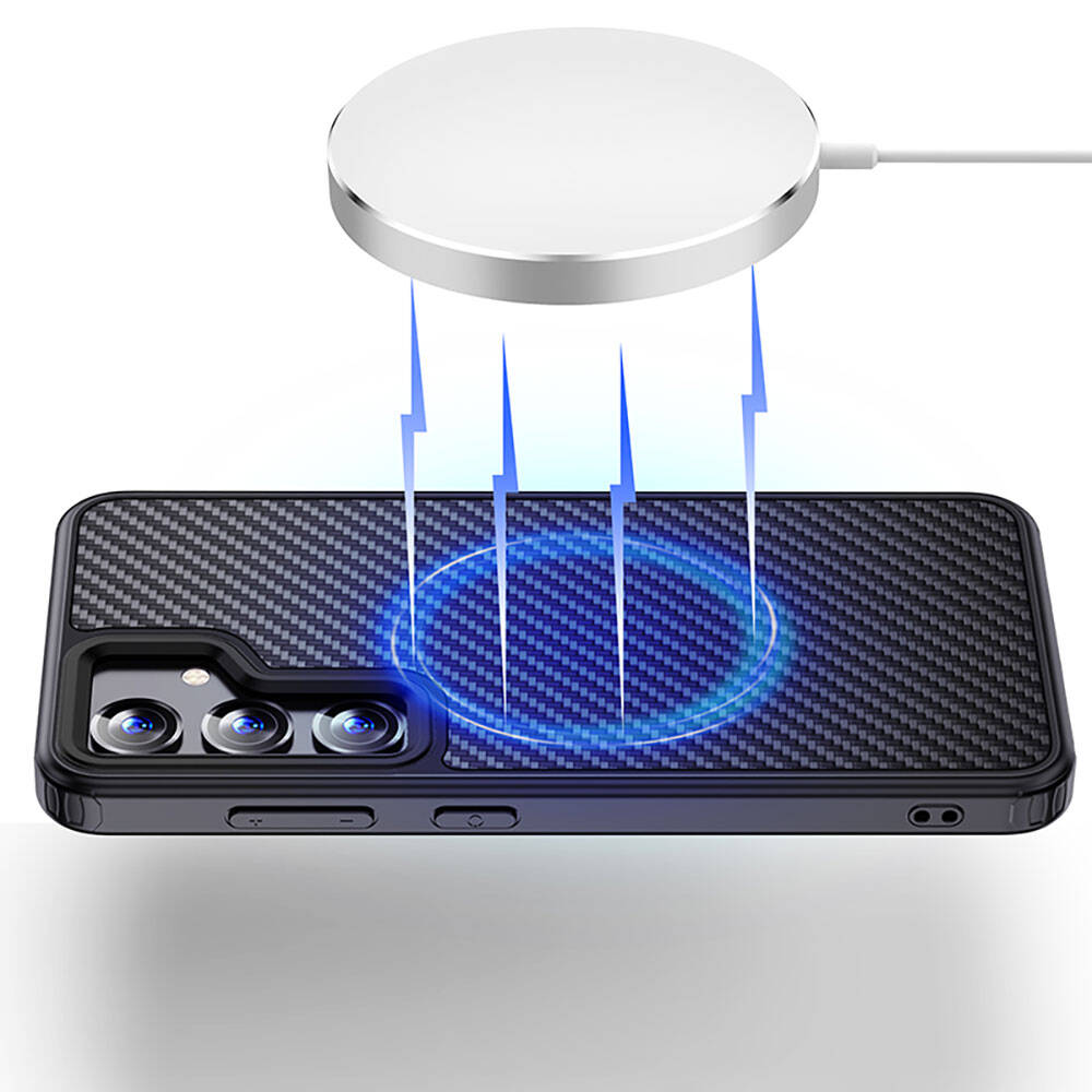Galaxy S24 Plus Kılıf Aramid Karbon Fiber Magsafe Özellikli Wlons Radison Kılıf Siyah