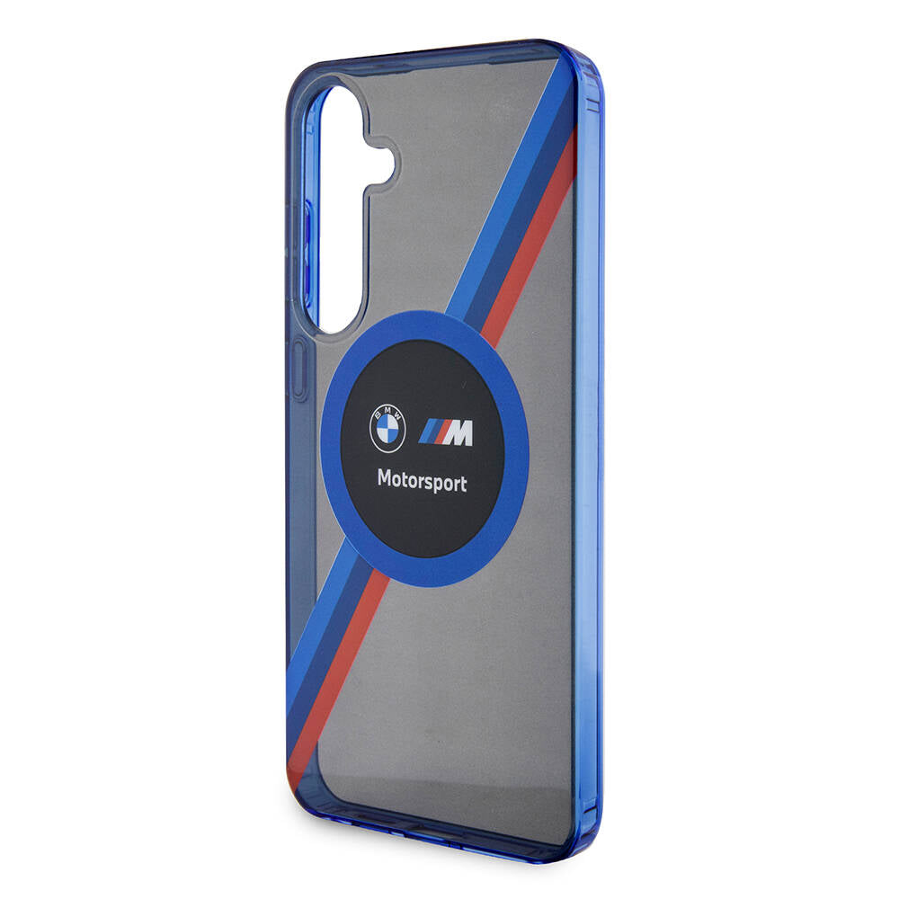 Galaxy S24 Plus Kılıf BMW Orjinal Lisanslı M Logolu Üç Renk Çizgili Motorsport Circle Kılıf Siyah